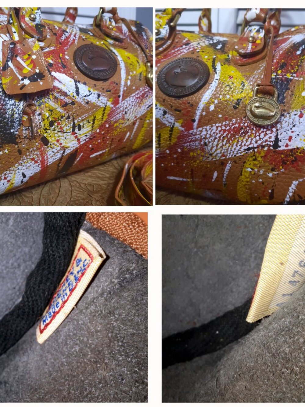 Dooney & Bourke Dipinta Inspired Hand Painted Vintage Speedy Style Barrel Bag - Picture 13 of 16